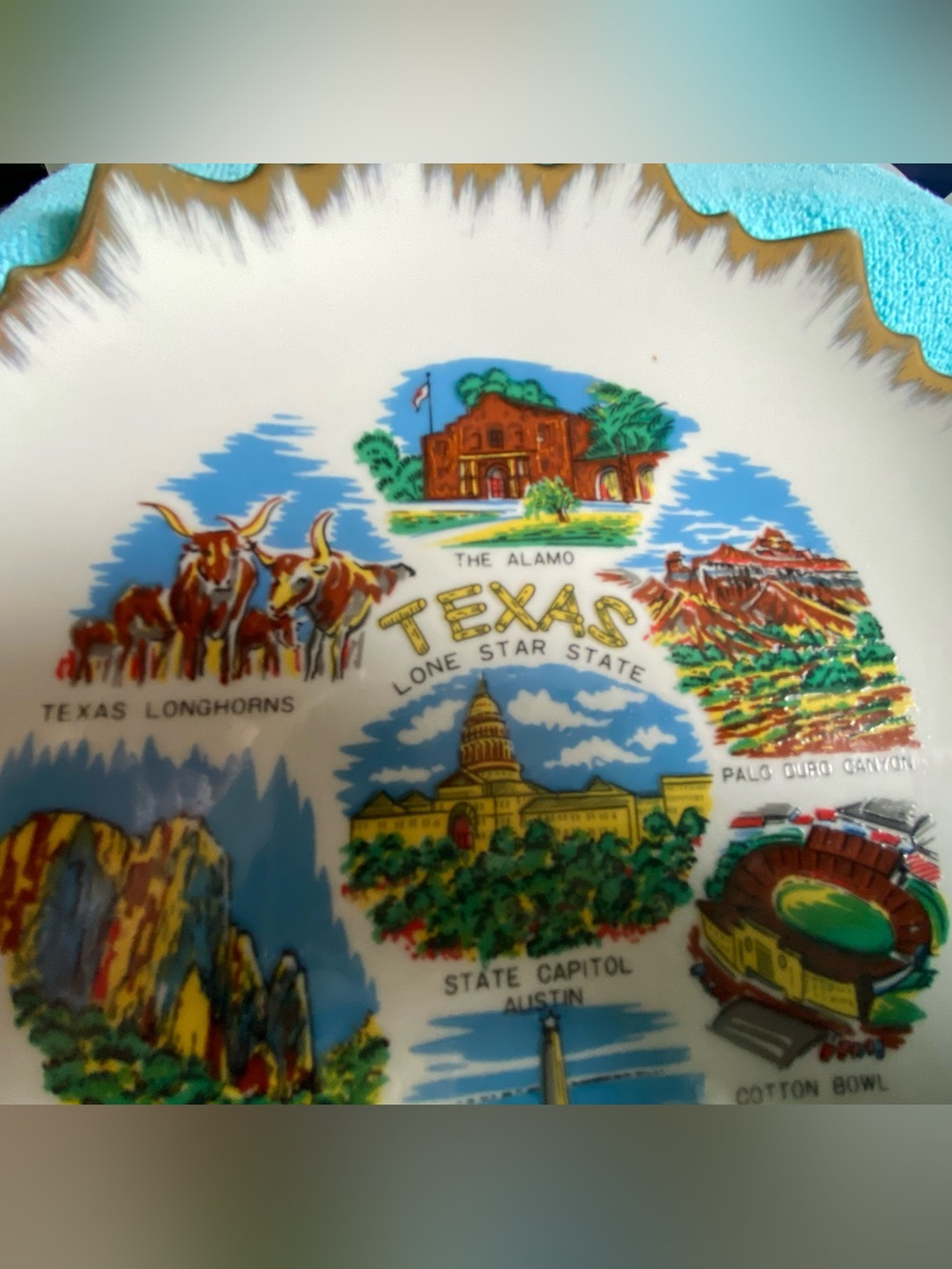 Vintage Texas Landmark Souvenir Plate The Alamo,Cotton Bowl, Palo Duro Canyon - Picture 2 of 9